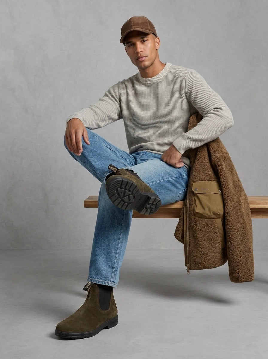 Blundstone 1615 Chelsea Boot Suède porté, Dark Olive