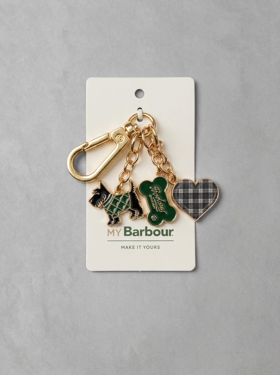 Porte-clés émaillé Barbour Scotty Dog, vert