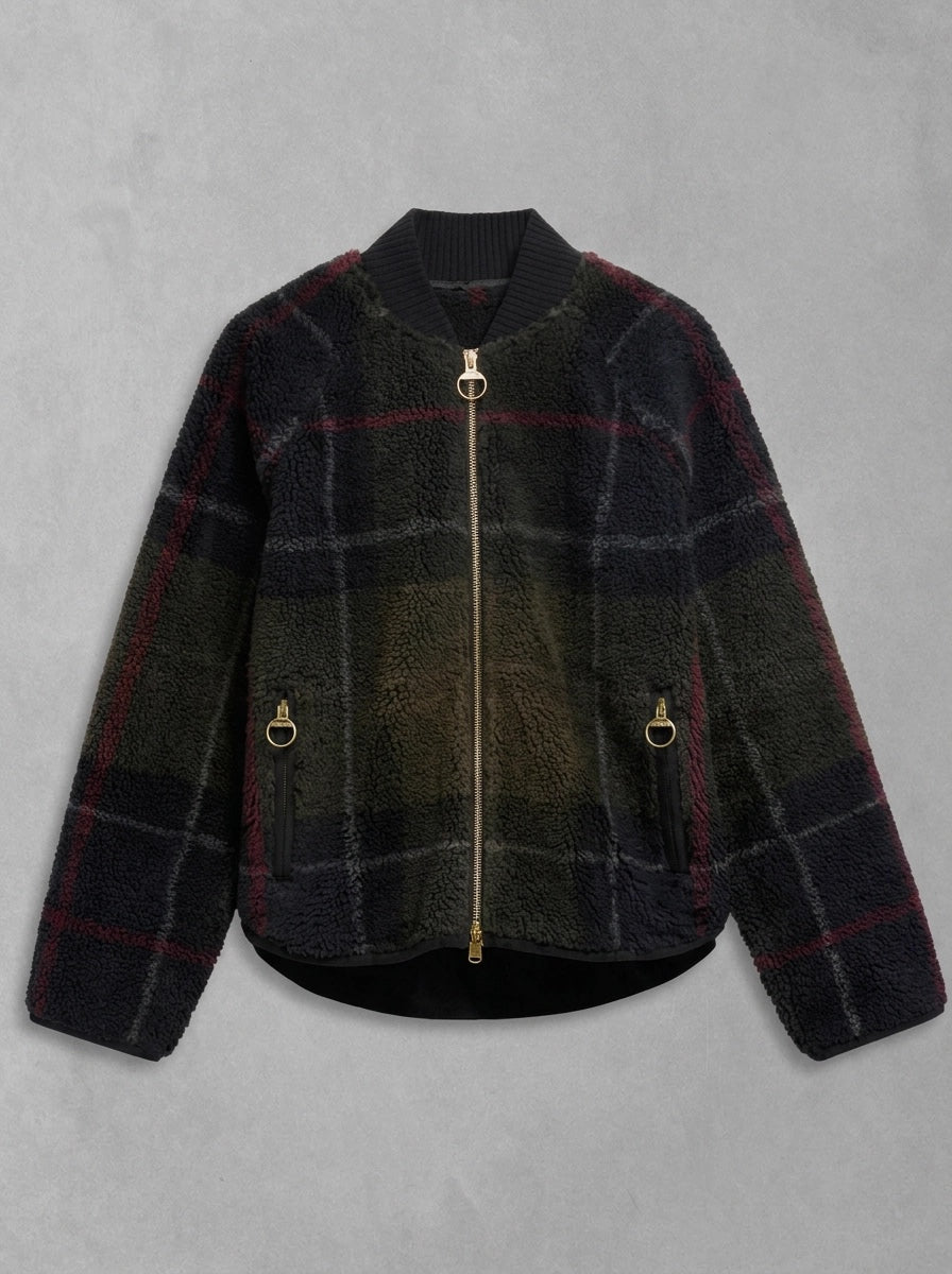 Barbour Woman Kirklees Fleece Jacket à plat, Shadow Classic Tartan