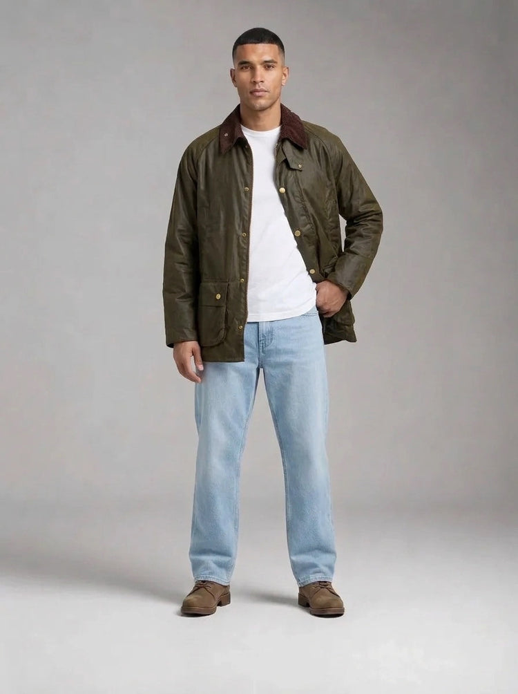 Barbour Bedale Wax Jacket portée face, Archive Olive