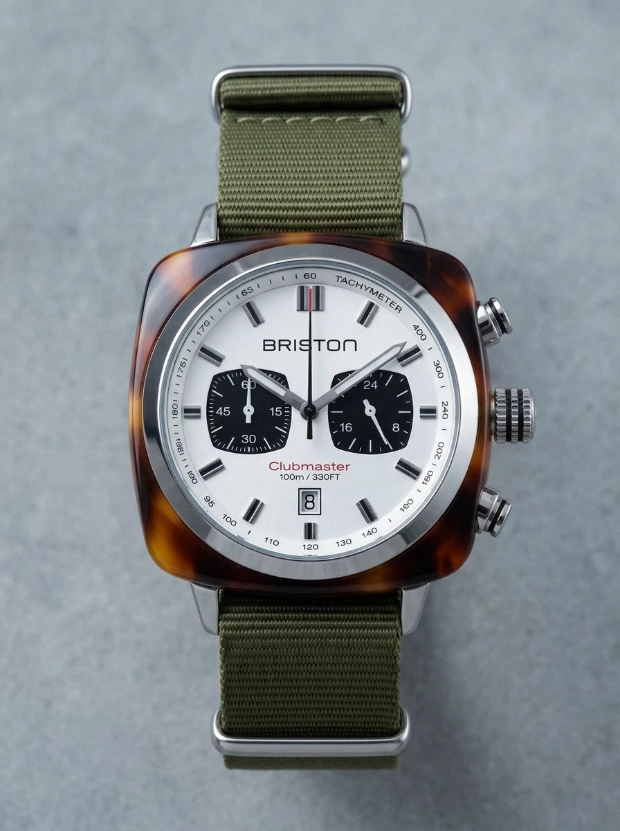 Briston Clubmaster Sport Chrono - Blanc/Vert (cadran)