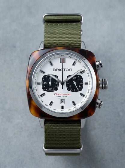 Briston Clubmaster Sport Chrono - Blanc/Vert (cadran)