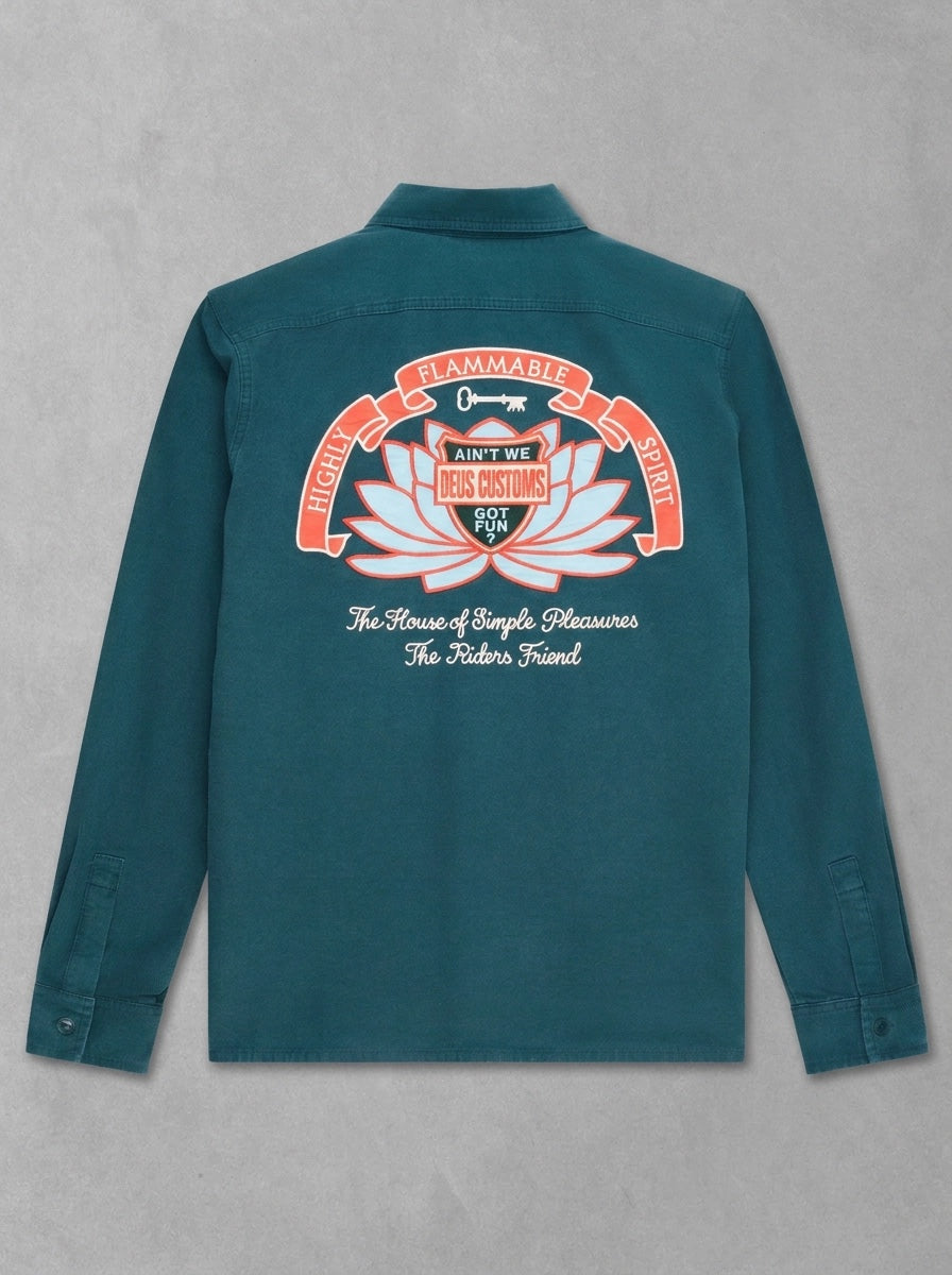 Surchemise brodée Deus Sacred Chest, Racing green