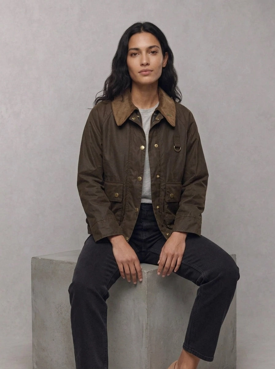 Barbour Woman Modern Spey porté face, Beech/Birchwood
