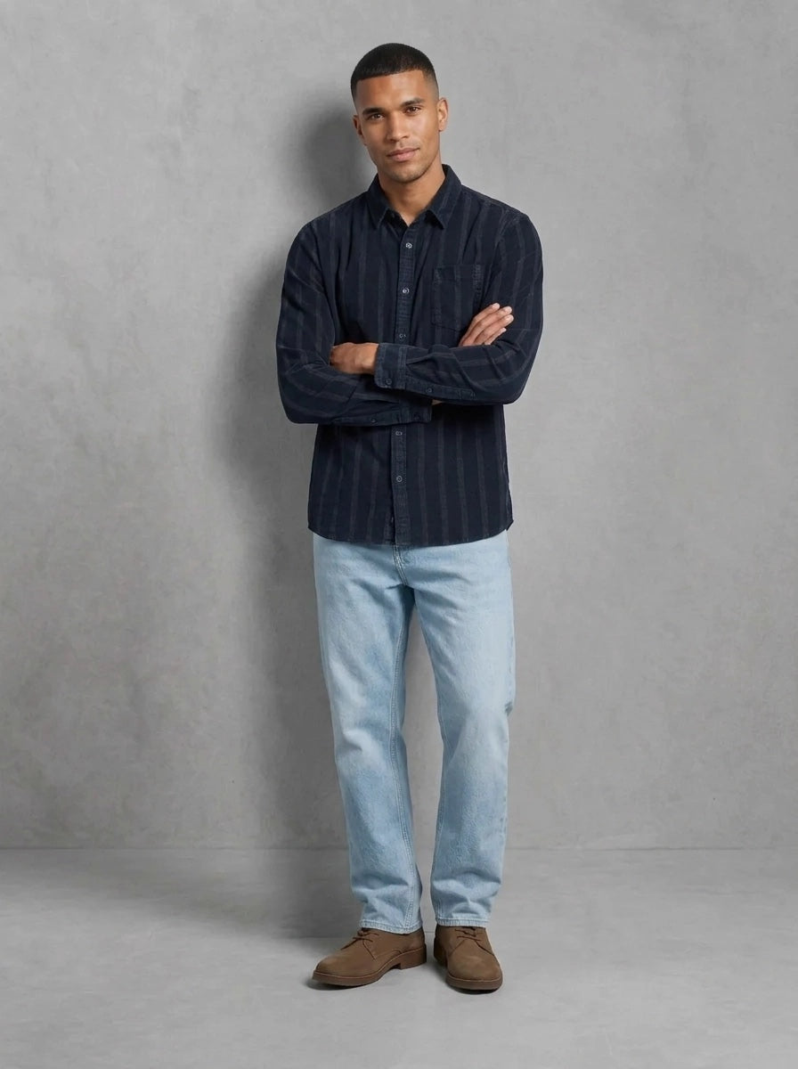 Chemise en velours milleraies Dstrezzed Alain, Navy