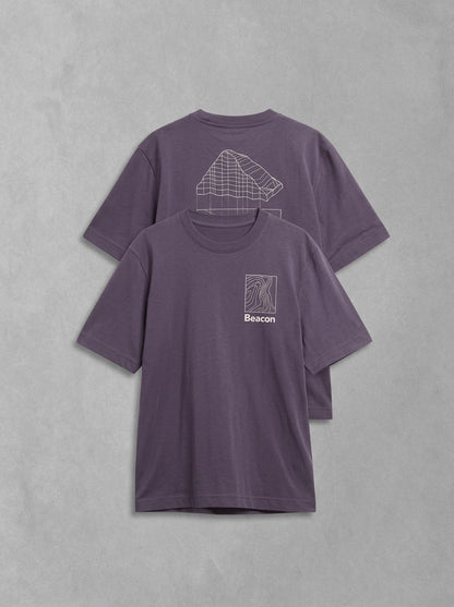 Barbour Woodbine Graphic Tee, à plat face + dos, Grape