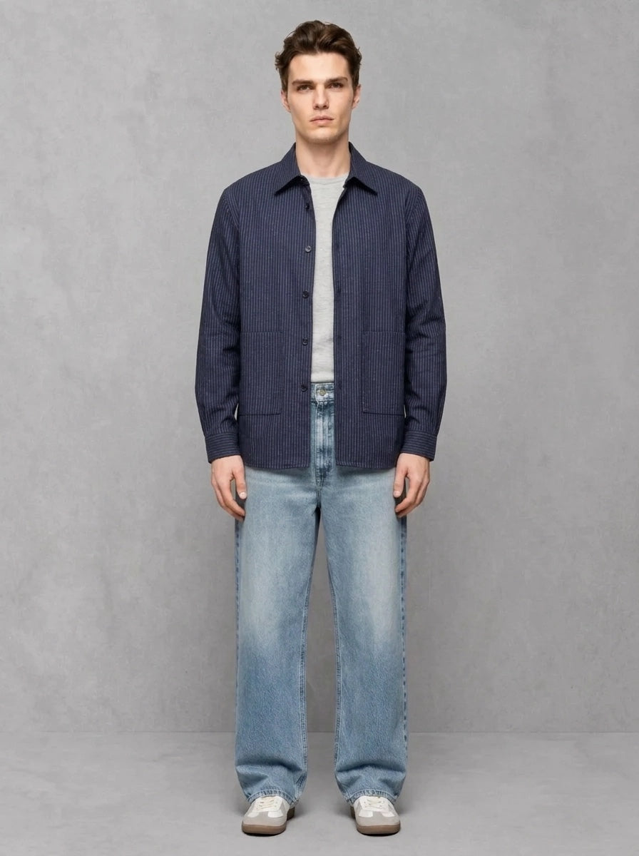 Wooden Balera Jacket porté, Bleu Gessato