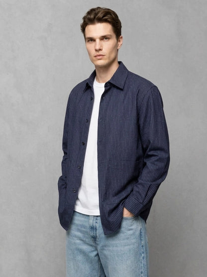 Wooden Balera Jacket porté 3/4, Bleu Gessato