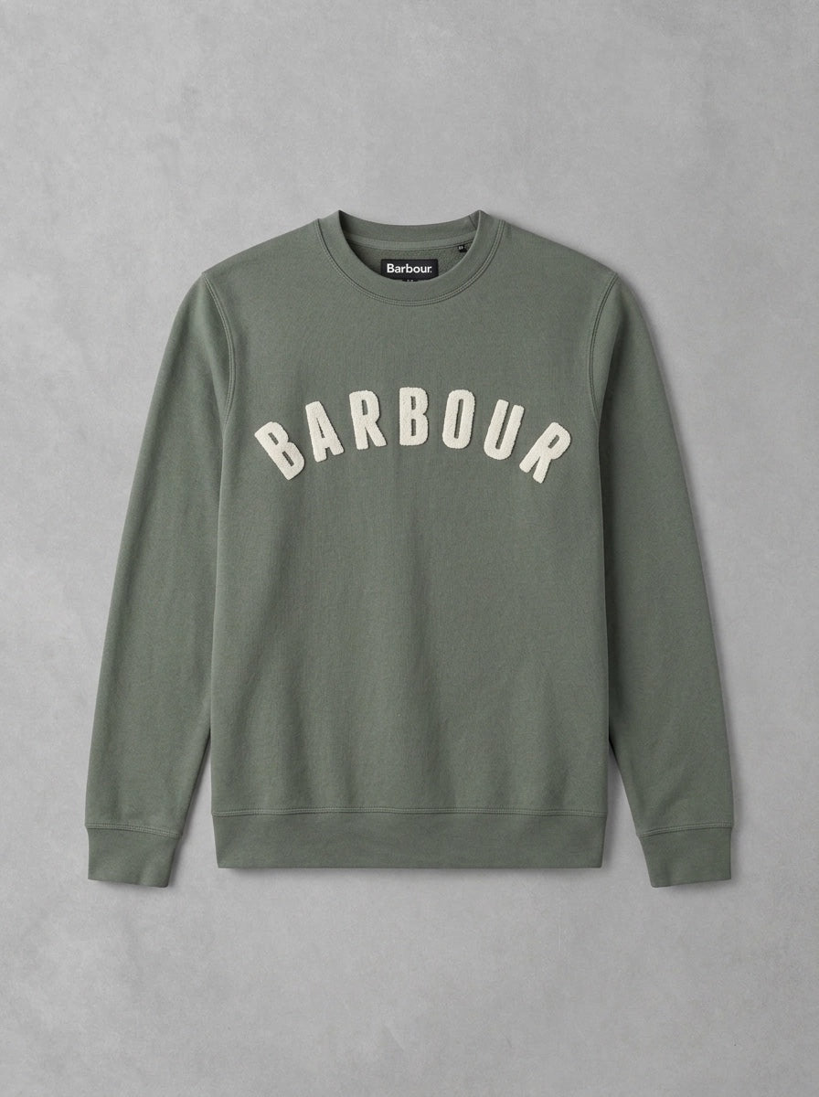 Barbour Prep Logo Crew Neck à plat, Thyme