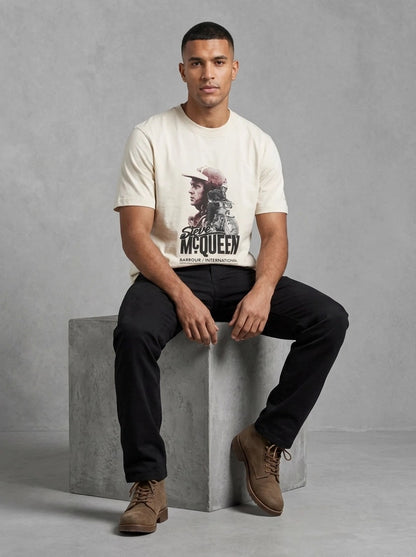 Barbour Smq Rainey Graphic T-Shirt porté dos, Chalk