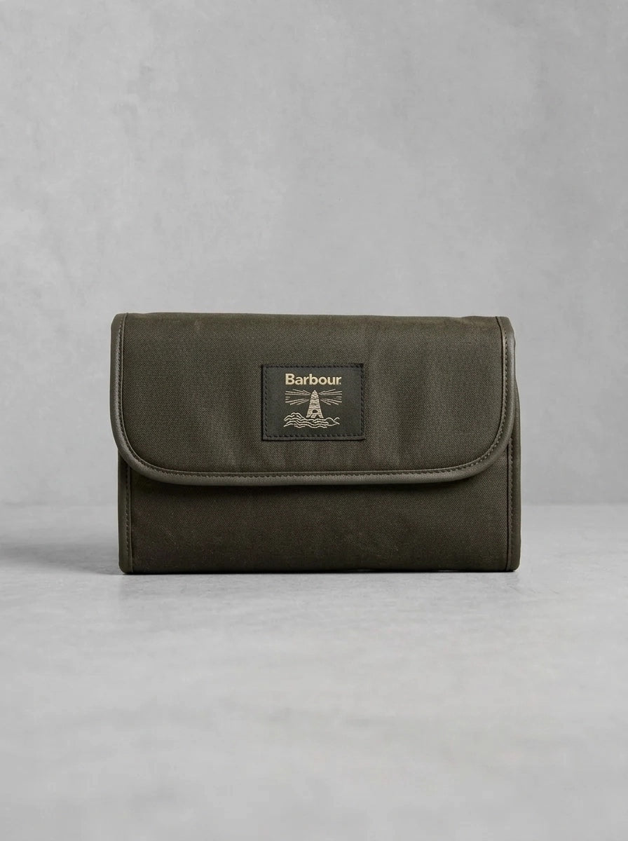 Barbour Wax Hanging Washbag Olive