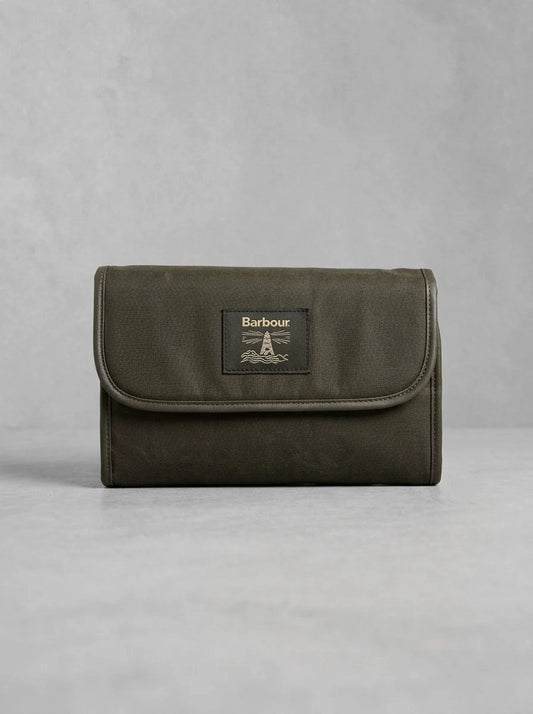 Barbour Wax Hanging Washbag Olive