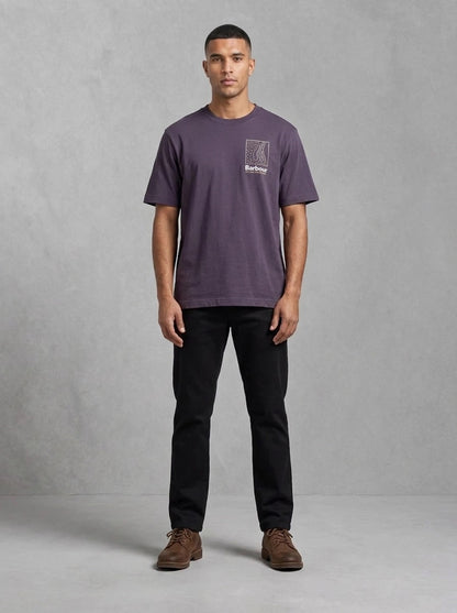 Barbour Woodbine Graphic Tee porté face, Grape