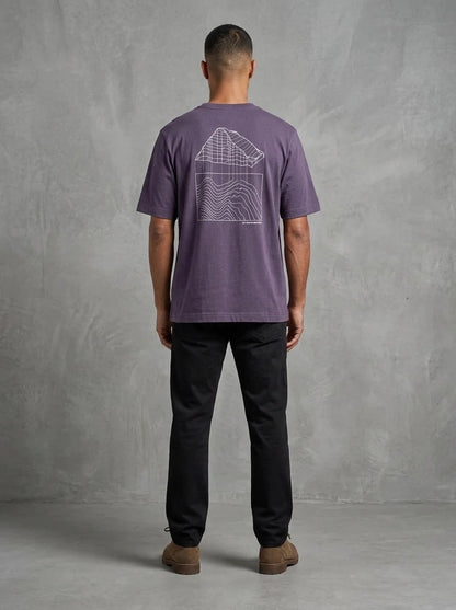Barbour Woodbine Graphic Tee porté dos, Grape