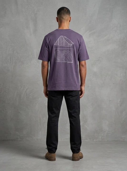 Barbour Woodbine Graphic Tee porté dos, Grape