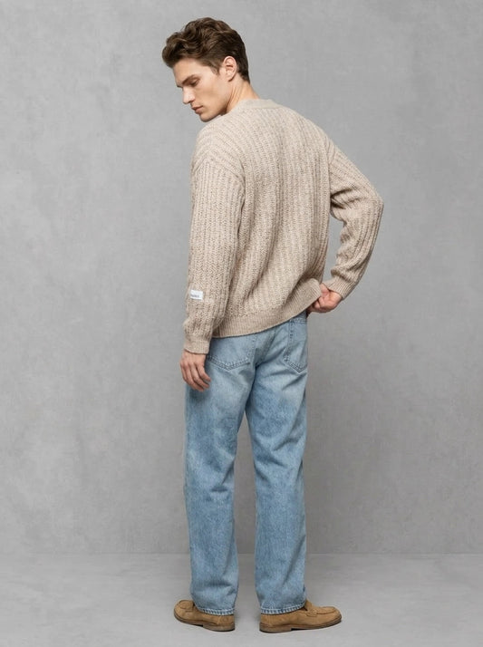 Wooden Brunico Cardigan porté dos, Beige