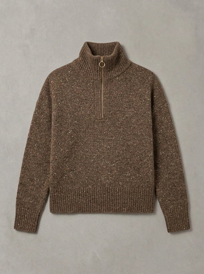 Barbour Woman Lavensdale Half Zip à plat, Deep Camel