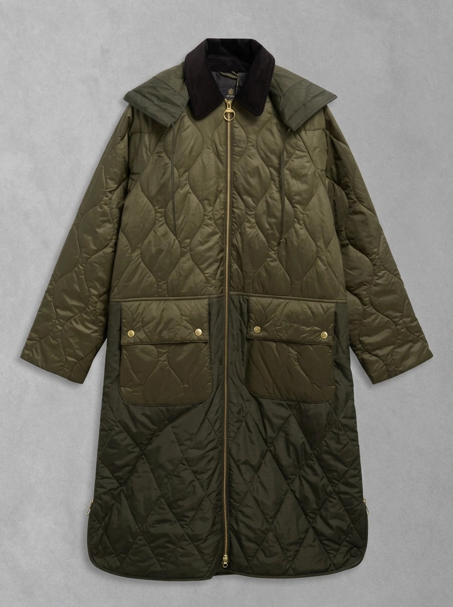 Barbour Woman Osbourne Quilted Jacket à plat, Olive