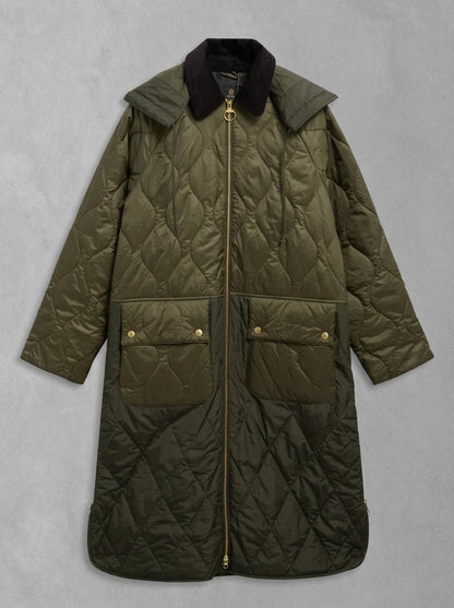 Barbour Woman Osbourne Quilted Jacket à plat, Olive