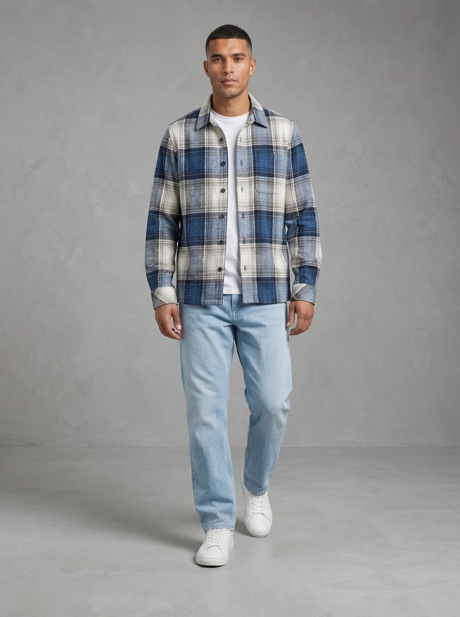 Dstrezzed Gus Check surchemise portée, Blue Check