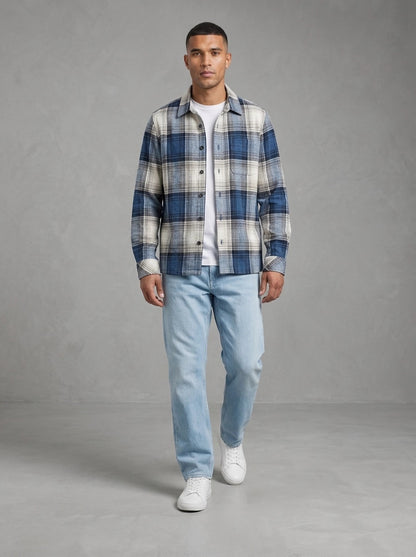 Dstrezzed Gus Check surchemise portée, Blue Check