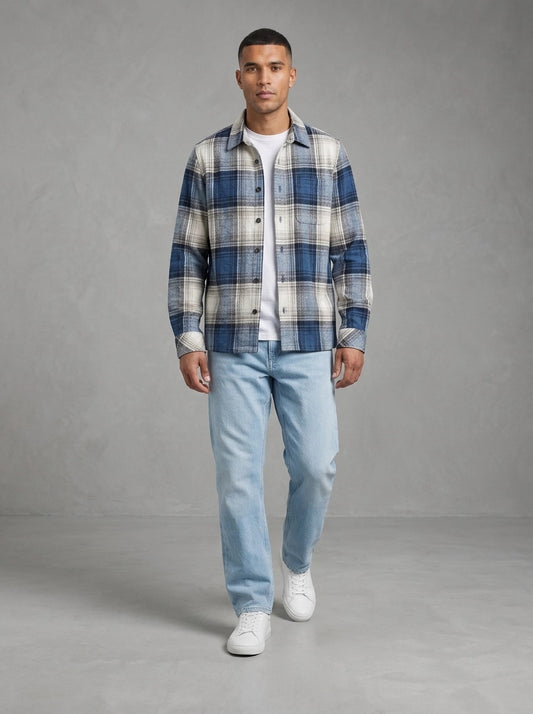 Dstrezzed Gus Check surchemise portée, Blue Check