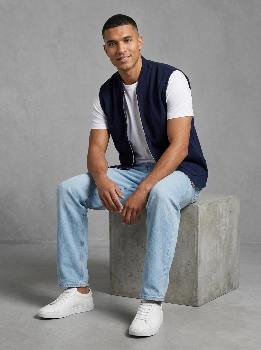 Dstrezzed Nils Teddy Vest porté assis, Navy