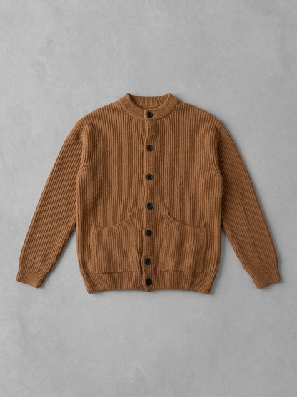 Wooden Cortina Cardigan à plat, Cammello