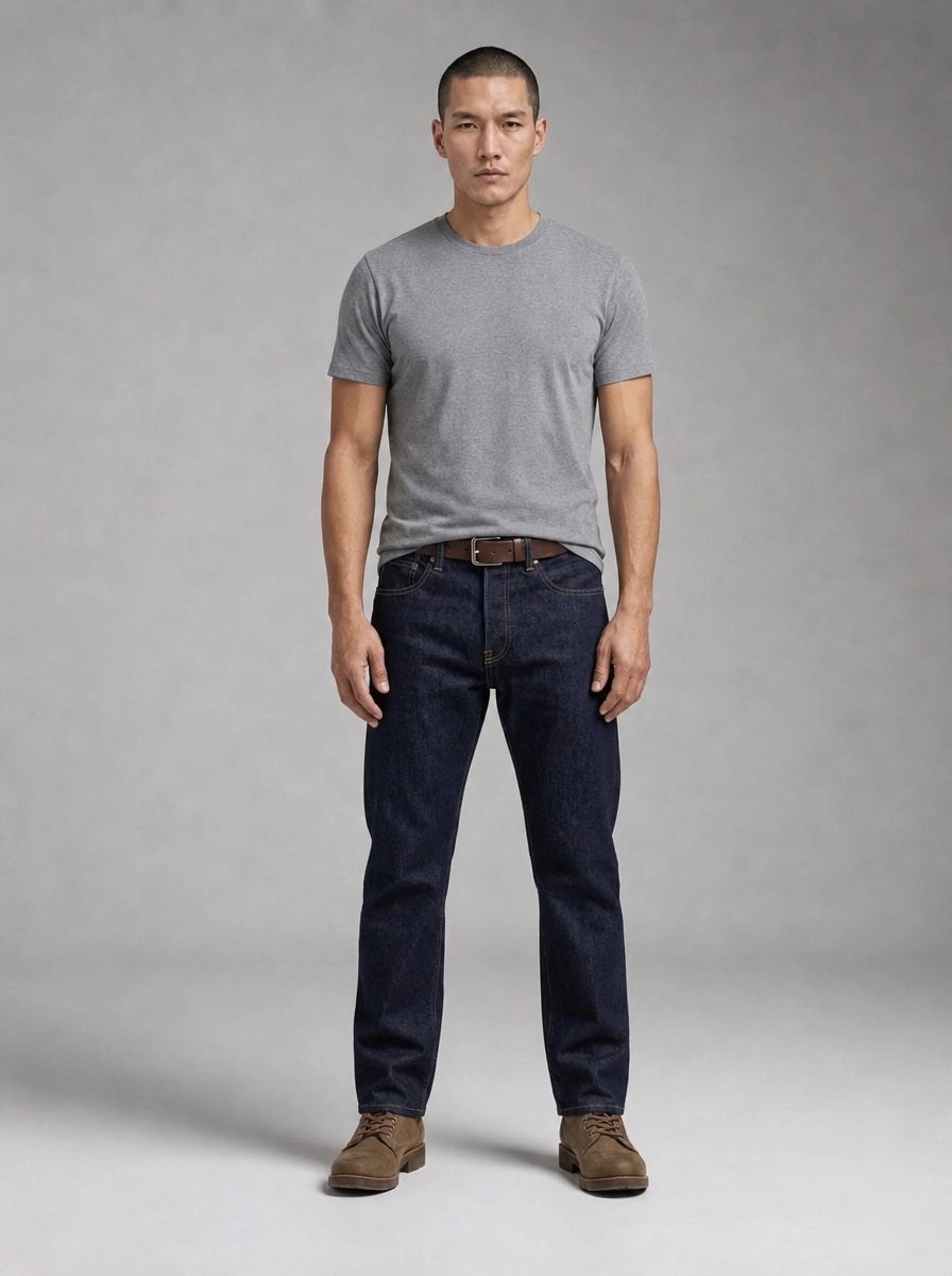Edwin Regular Tapered Jeans porté, Blue Rinsed