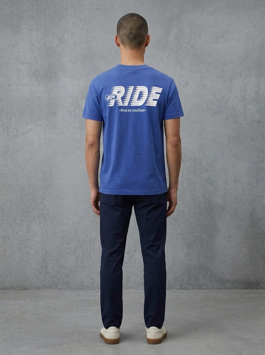 Deus Fast Times Tee porté, dos, Limoges Blue