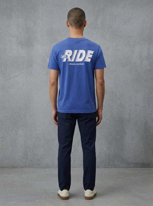 Deus Fast Times Tee porté, dos, Limoges Blue