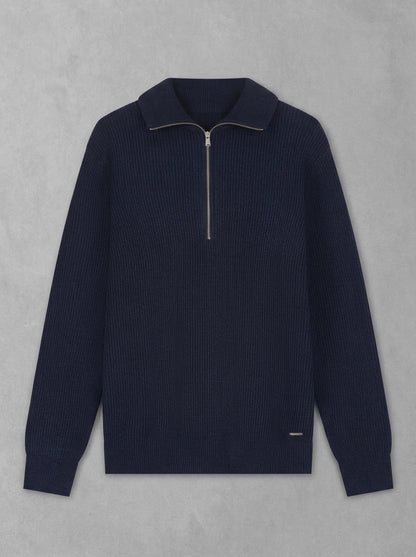 Pull demi-zip en maille chenille Dstrezzed Josiah Skipper, Navy