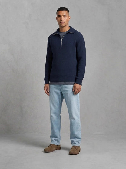 Pull demi-zip en maille chenille Dstrezzed Josiah Skipper, Navy