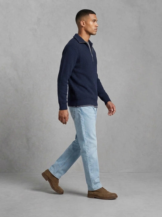Pull demi-zip en maille chenille Dstrezzed Josiah Skipper, Navy