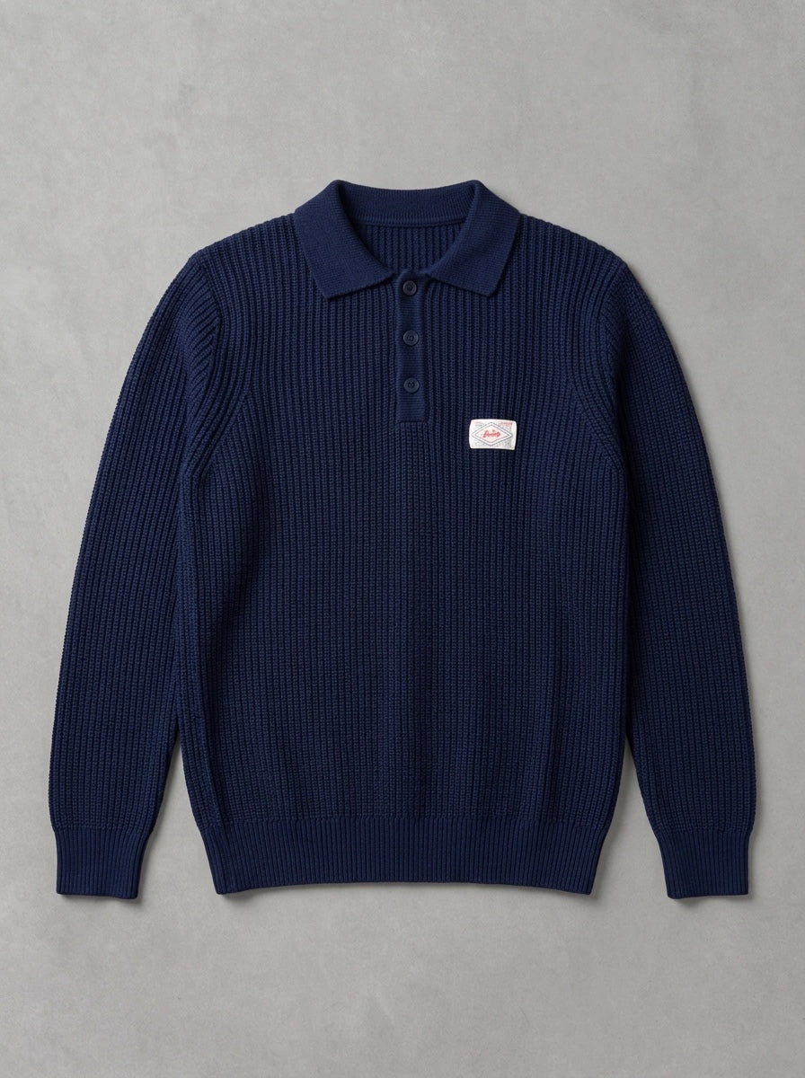 Wooden Mark Sweater à plat, Bleu