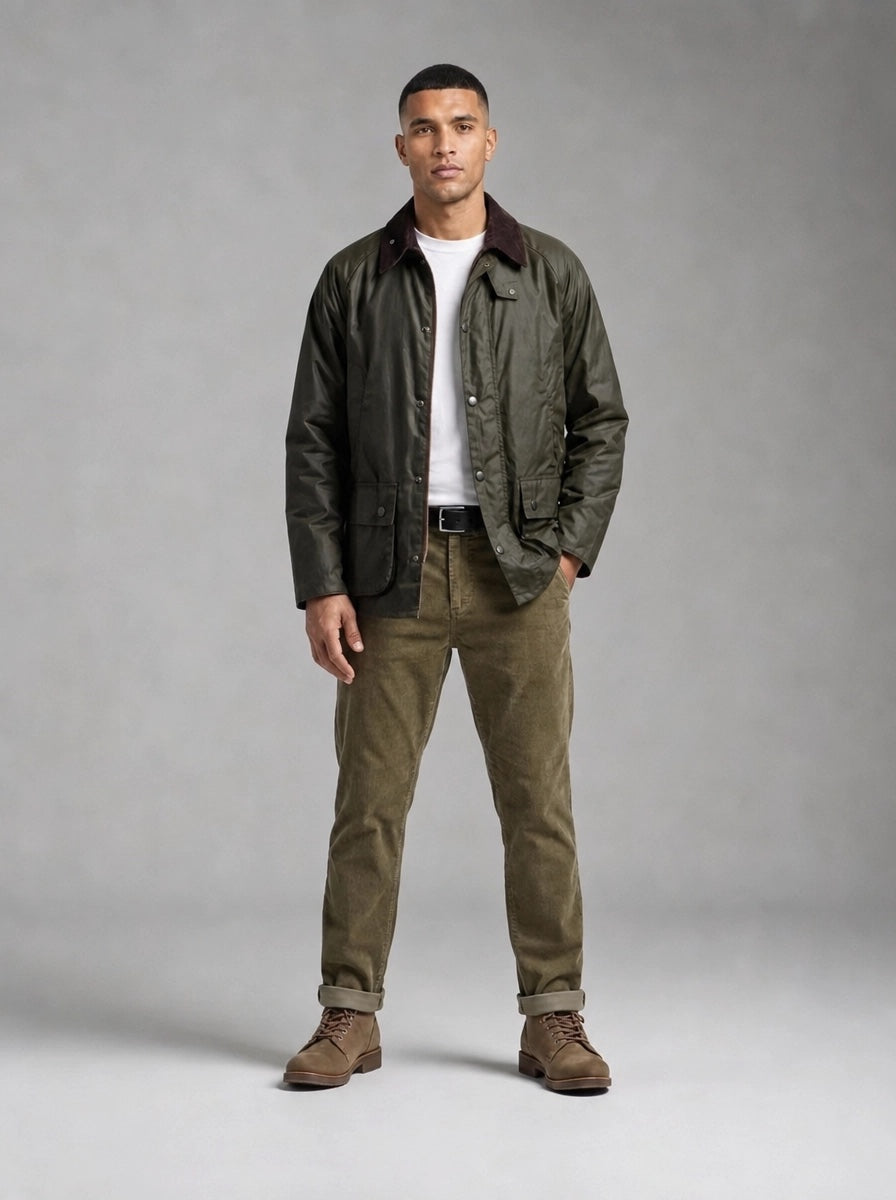 Mos Mosh Hunt Corduroy Pant porté debout, Olive Night