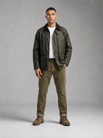 Mos Mosh Hunt Corduroy Pant porté debout, Olive Night