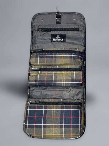 Barbour Tartan Hanging Washbag ouvert, Classic