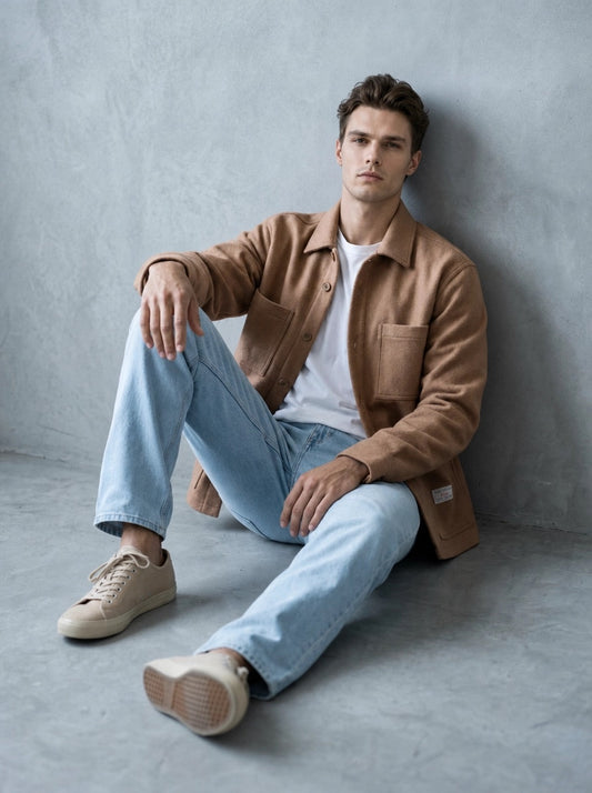 Wooden Travail Jacket portée, Cammello