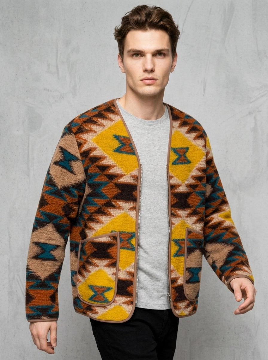 Wooden Cameron Zip Jacket porté face, Navajo